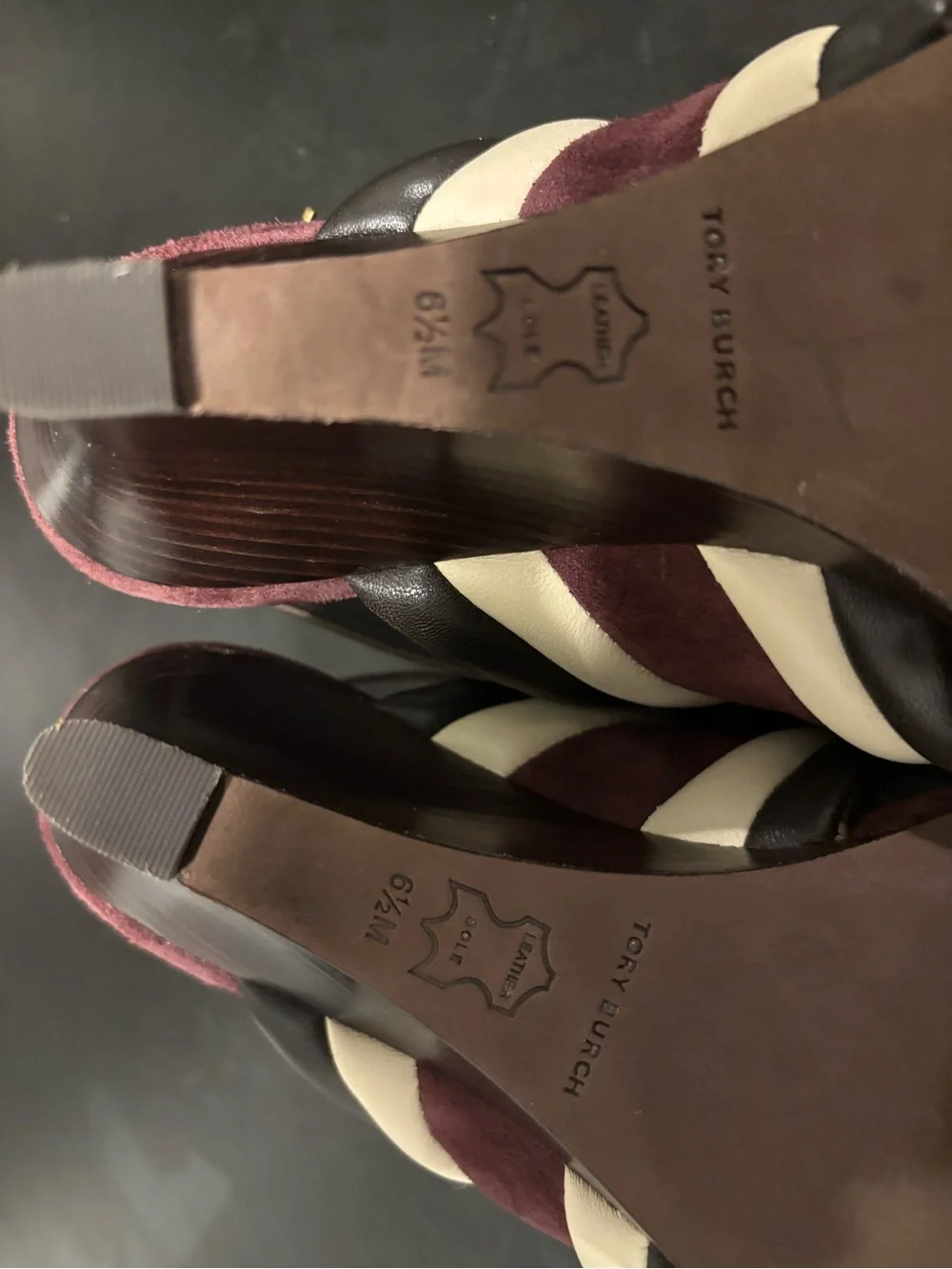 Tory Burch Puffy Wedge Silk Suede Nappa Sandals 6.5